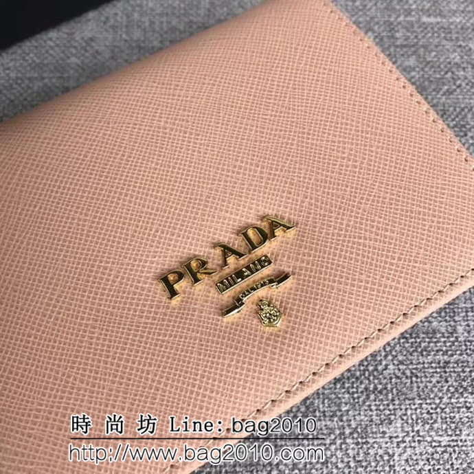 PRADA普拉達 經典爆款 頂級原單十字紋牛皮 女士短皮夾 1MV204 DD1405